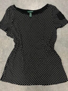 Y2K Lauren Ralph Lauren Polka Dot Short Sleeve Top